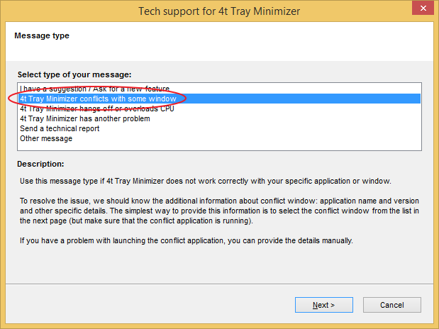 4t Tray Minimizer works incorrectly with my application